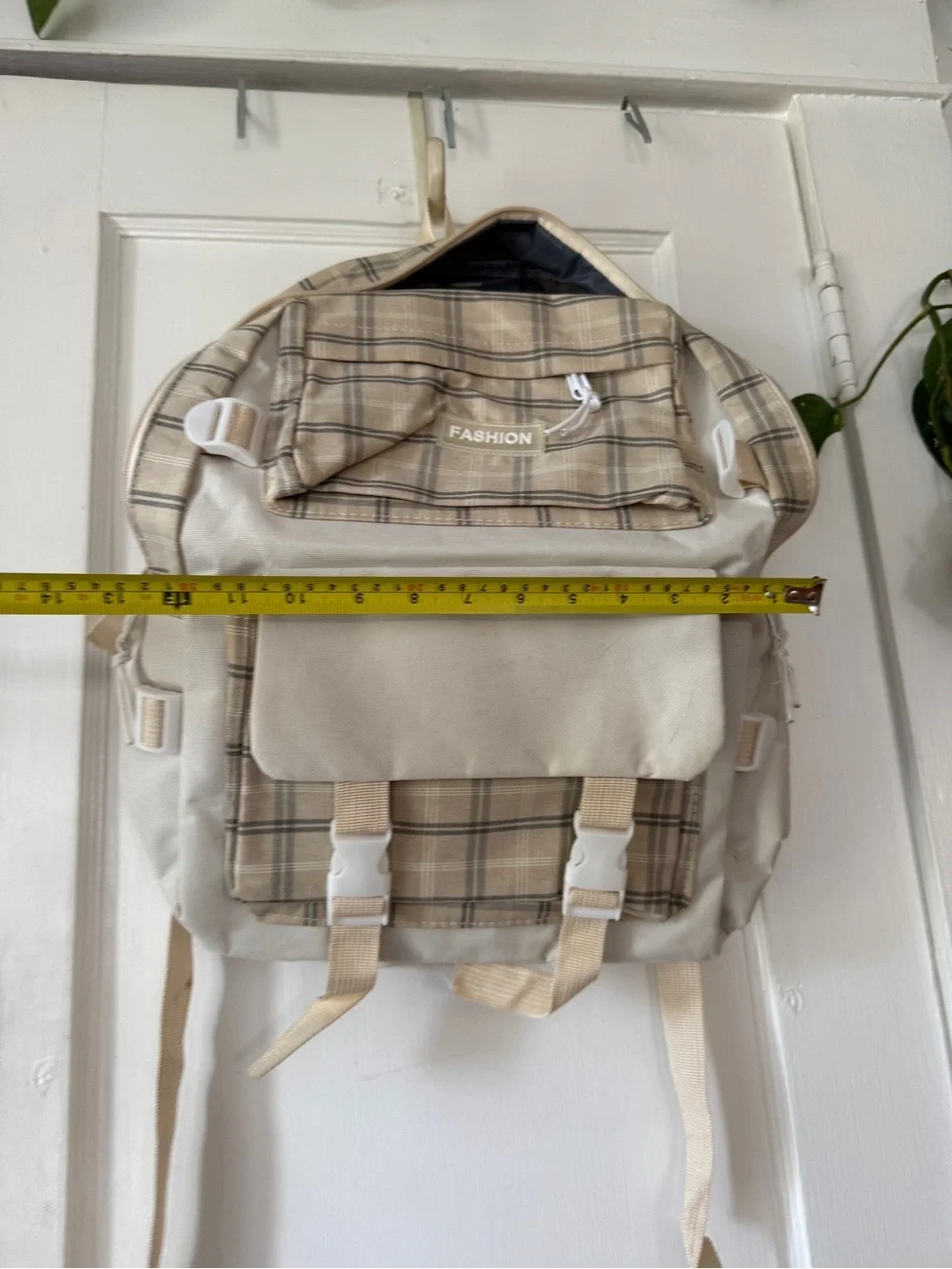 Beige Plaid FASHION Backpack